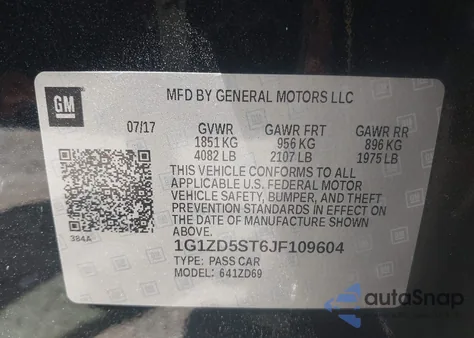 2018 Chevrolet Malibu Lt z USA, uszkodzony, nr VIN 1G1ZD5ST6JF109604